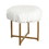 Benjara BM196053 Round Faux Fur Upholstered Stool with X Shape Metal Base, White and Gold