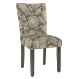 Benjara BM196083 Floral Print Fabric Upholstered Parsons Chair with Wooden Legs, Multicolor, Set of Two