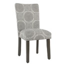 Benjara BM196084 Medallion Pattern Fabric Upholstered Parsons Chair with Wooden Legs, Gray and Brown, Set of Two