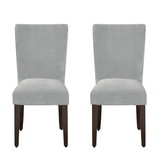 Benjara BM196085 Velvet Upholstered Parson Chair with Wooden Tapered Legs, Gray and Brown, Set of Two