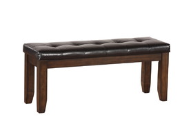 Benjara BM196678 Rectangular Wooden Bench with Button Tufted Leatherette Seat, Brown