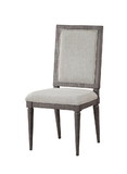 Benjara BM196680 Fabric Upholstered Wooden Side Chair with Cushioned Seating and Tapered Legs, Set of 2, Gray