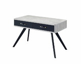 Benjara BM196711 Faux Concrete Desk with Two Drawers and Flared Legs, Black and Gray