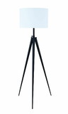 Benzara BM196755 Height Adjustable Metal Tripod Floor Lamp with Fabric Shade, White and Black