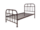 Benjara BM196892 Industrial Style Metal Twin Size Bed with Pipe Inspired Frame, Brown