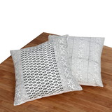 Benjara BM200571 18 x 18 Hand Block Printed Cotton Pillow with Kilim Pattern, Set of 2, Black and White