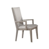 Benjara BM202031 Wooden Arm Chairs with Fabric Padded Seat and High Backrest, Gray, Set of Two