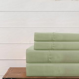 Benzara BM202127 Lanester 3 Piece Polyester Twin Size Sheet Set, Olive Green