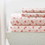 Benzara BM202209 Melun 4 Piece Rose Pattern King Size Sheet Set, Pink and White