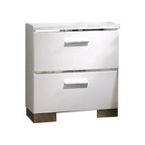 Benjara BM203172 Wood and Metal Nightstand with 2 Drawers, White and Silver