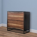 Benjara BM203199 2 Drawer Split Wood Paneling Nightstand with 2 Tone Design, Brown