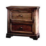Benjara BM203210 2 Drawer Transitional Wooden Nightstand with Molded Trim , Brown