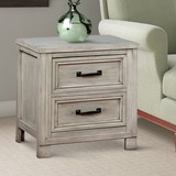 Benjara BM203220 Transitional 2 Drawer Wooden Nightstand with Molded Trim, Antique white