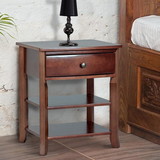 Benjara BM203361 Traditional Style Wooden Nightstand with Two Open Shelves, Brown