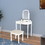 Benjara BM203412 Wooden Vanity Set with Padded Stool, White and Beige