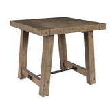 Benjara BM203610 Handcrafted Reclaimed Wood End Table with Grains, Weathered Gray