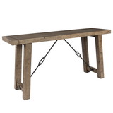 Benjara BM203611 Handcrafted Reclaimed Wood Console Table with Grains, Weathered Gray