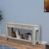 Benjara BM203959 Transitional Wooden Console Table with 4 Drawers and Open Shelf, White