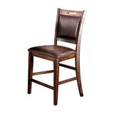 Benjara BM204033 Wood and Faux leather Counter Height Dining Chairs, Set of 2, Brown