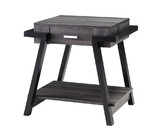 Benjara BM204127 Wooden End Table with Angled Leg Support and 1 Drawer in Black and Gray