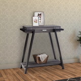 Benjara BM204129 Wooden Console Table with Angled Leg Support and Drawer, Black and Gray