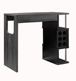 Benjara BM204136 Transitional Style Wooden Bar Table with 3 Tier Side Shelves, Gray