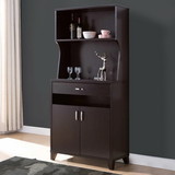 Benjara BM204153 Wooden 2 Door Bakers Cabinet with 3 Open Shelves and 1 Drawer, Brown