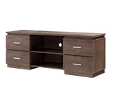 Benjara BM204156 Transitional Wooden TV Stand with 2 Open Shelves and 4 Drawers in Brown