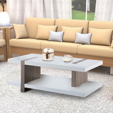 Benjara BM204172 Rectangular Wooden Coffee Table with Sled Base, White and Brown