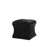 Benjara BM204193 Leatherette Button Tufted Square Storage Ottoman with Seating, Black
