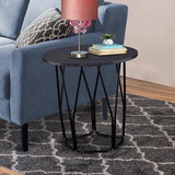 Benjara BM204461 Industrial Style Wooden End Table with Metal Base, Black and Brown