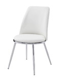 Benjara BM204481 Leatherette Metal Side Chair with Angled Legs, Set of 2, White