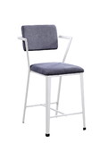 Benjara BM204483 Industrial Style Metal Counter Height Chair, Set of 2, White and Gray