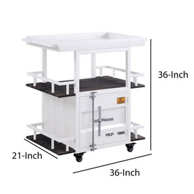 Benjara BM204485 Industrial Style Metal Serving Cart with Casters, White