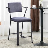 Benjara BM204488 Fabric Upholstered Metal Counter Height Chair, Set of 2, Gray and Black
