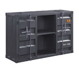 Benjara BM204491 Industrial Metal Server with 2 Door Cabinet and 2 Open Shelves, Gray