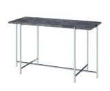Benjara BM204502 Contemporary Marble Top Sofa Table with Trestle Base , Gray and Silver