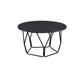 Benjara BM204505 Industrial Round Top Wooden Coffee Table with Geometric Base, Black