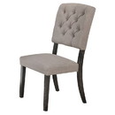 Benjara BM204535 Wooden Side chair with Tufted Back, Set of 2, Brown and Gray