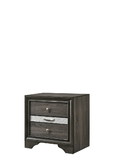 Benjara BM204561 Transitional Style 3 Drawer Wooden Nightstand with Bracket Feet, Gray