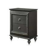 Benjara BM204567 Contemporary Style 2 Drawer Wooden Nightstand with Turned Legs, Gray
