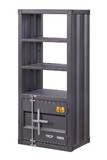 Benjara BM204579 Industrial Style Metal Right Side Pier with Storage Compartment, Gray