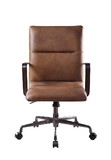 Benjara BM204585 5 Star Base Faux Leather Upholstered Wooden Office Chair , Brown