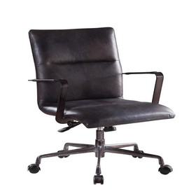 Benjara BM204586 5 Star Base Faux Leather Upholstered Wooden Office Chair, Black