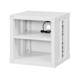 Benjara BM204606 Metal Nightstand with 2 Open Compartment and USB Port, White