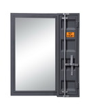 Benjara BM204615 Industrial Style Metal Vanity Mirror with Recessed Door Storage, Gray