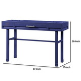 Benjara BM204624 Industrial Style Metal and Wood 1 Drawer Vanity Desk, Blue