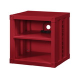 Benjara BM204630 Metal Nightstand with 2 Open Compartment and USB Port, Red