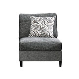 Benjara BM204648 Chenille Fabric Upholstered Armless Chair with Pillow, Dark Gray