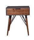 Benjara BM204735 Wooden Side Table with Single Drawer and Angled Legs, Gray and Brown